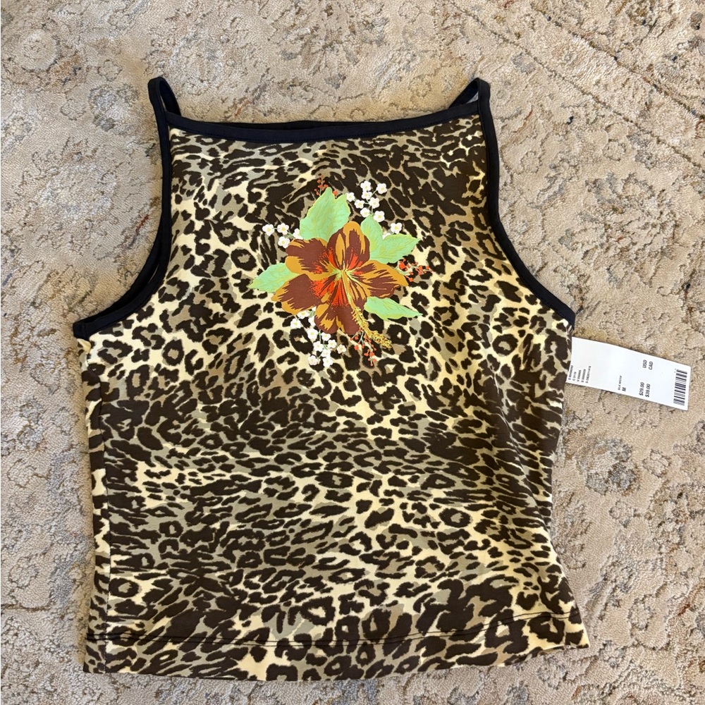 Urban Outfitters Brown and Black Cropped Tank Top